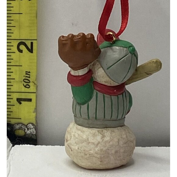 Vintage Happy Snowman Baseball Resin Christmas Holiday Ornament - Picture 4 of 5